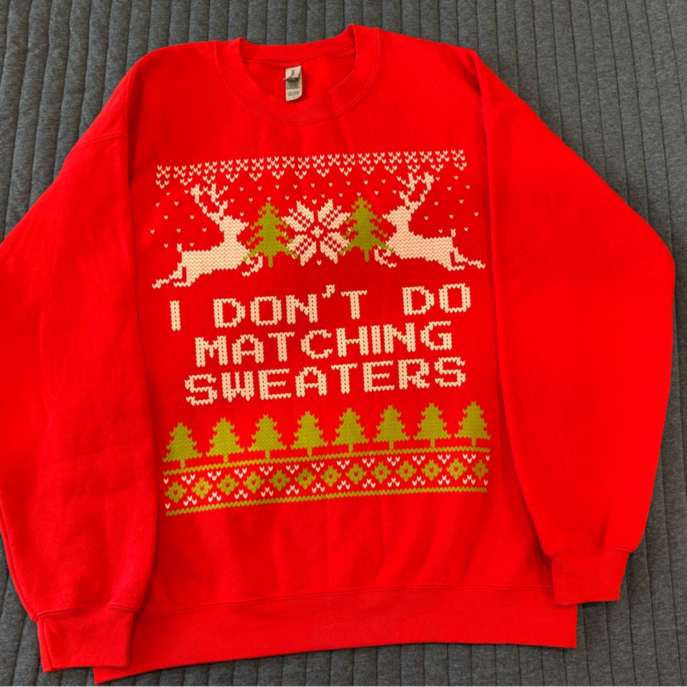 Gildan Red Holiday Sweater with Reindeer Design